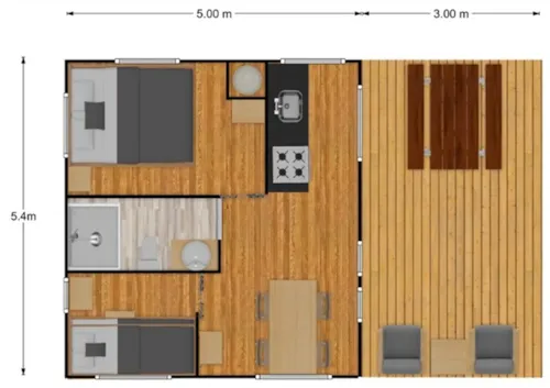 Accommodation - Tent Lodge Wood - 27M² - 2 Bedrooms - - image n°3 - CAMPING LES CLOS
