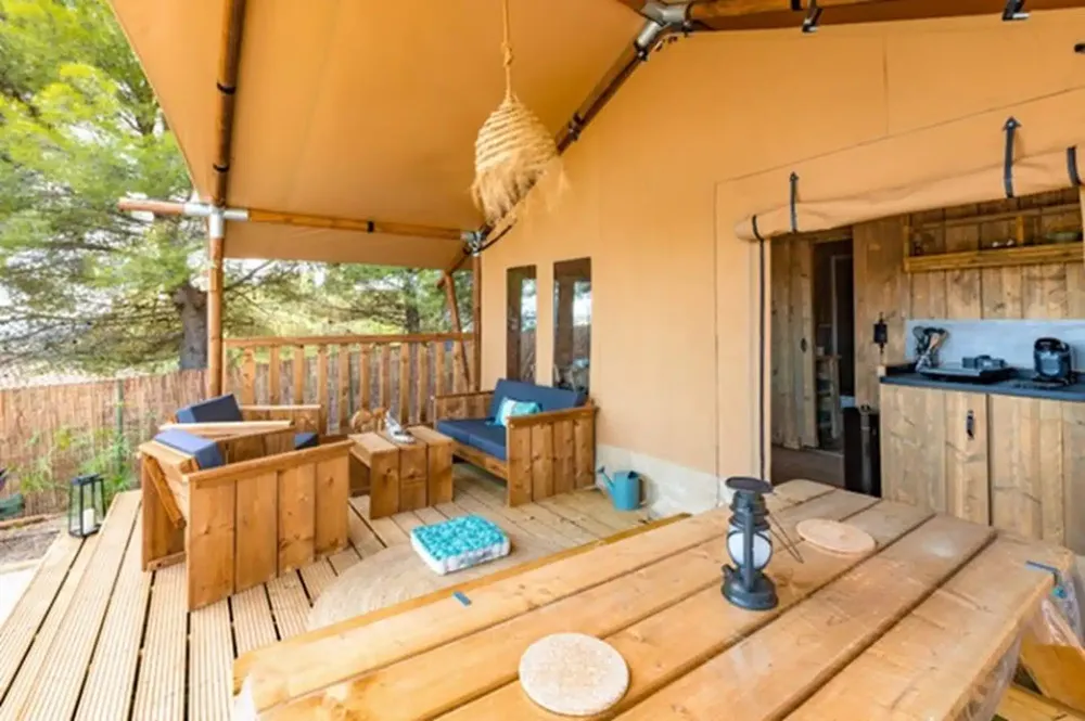 Location - Tente Lodge Wood 27M² - 2 Chambres - - CAMPING LES CLOS