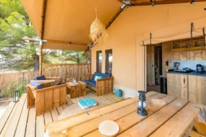 Locatif - Lodge-Zelt Wood - 27m² - 2 Schlafzimmer - - CAMPING LES CLOS