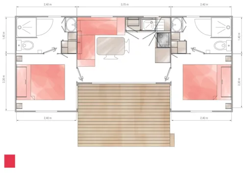 Accommodation - Mobil Home Declick 28M² - 2 Bedrooms, 2 Bathrooms - image n°5 - Camping Le Panoramic