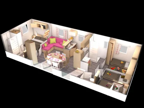 Accommodation - Mobil Home Atlantic 38M² - 3 Bedrooms, 2 Bathrooms - image n°6 - Camping Le Panoramic