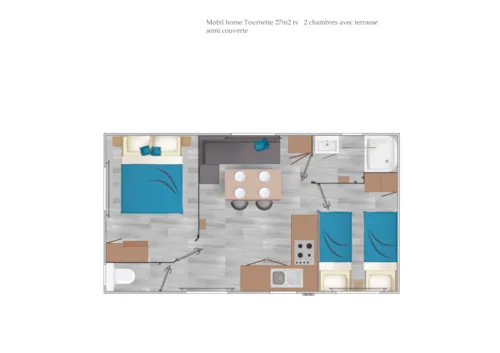 Huuraccommodatie(s) - Stacaravan Tournette 27M² - Half-Schaduwrijk Terras Tv - image n°8 - Camping Le Panoramic