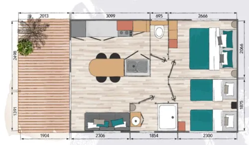 Mietunterkunft - Mobilhome Saleve 26M2  2Ch 4Pers Vue Champ - image n°5 - Camping Le Panoramic