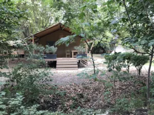 Locatif - Lodge Chèvrefeuille 34m² - 3 bedrooms - kitchen - bathroom- private spa - Hôtel de Plein Air Suze Luxe Nature