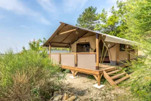 Locatif - Nature Luxe 35m² / 2 chambres - Terrasse couverte 10m² - CAMPING LES BASTETS