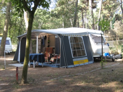 Pitch type PLUS Caravan + car  (Electricity 6A and water tap on site included) — 2