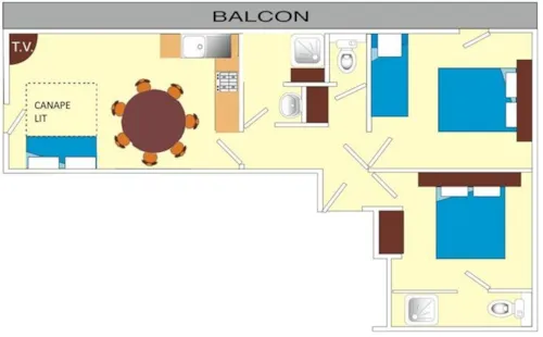 Location - 3 Pièces 56 M² - 7 Pers - Neuf Et Renove Ref L1314 Dans La Résidence L'escale - image n°9 - L'Escale Village