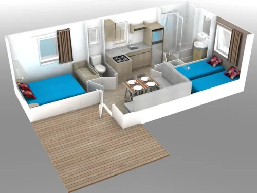 Huuraccommodatie(s) - Stacaravan 2 Kamers & Terras - image n°8 - Camping du Lac de Carouge