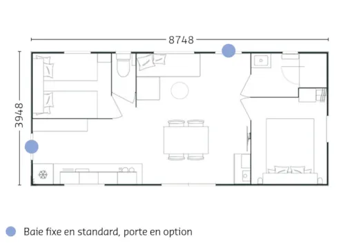 Mietunterkunft - Bahia Vip 2 Schlaafzimmer Clim - image n°6 - Camping du Lac de Carouge