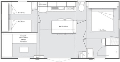 Mobile-home 2 bedrooms Grand Confort Tamaris
