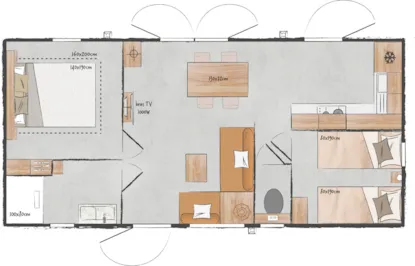 Roseau Premium Mobile Home, 2 Bedrooms - 4 People