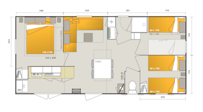Mobile-home 3 bedrooms Premium Dune