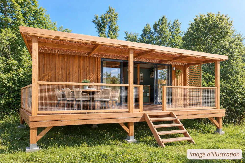 Location - Chalet Premium Flamant 5/7 Personnes - Camping Crin Blanc