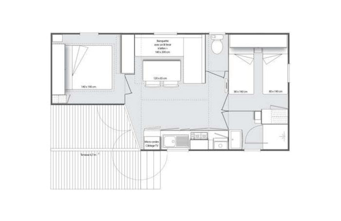 Mobil Home 24M² Confort (2 Chambres) Avec Terrasse Couverte 7,5M²