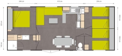 Mobile-home 35m² Standard 3 bedrooms - Uncovered terrace