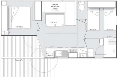 Mobile Home Comfort – 2 bedrooms (30 m²) – Semi-covered terrace 15 m²