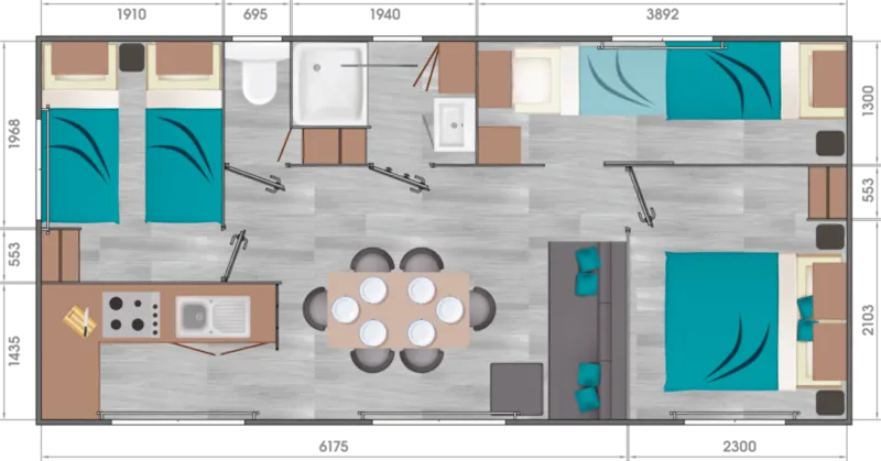 Mobil Home 35M² Confort (3 Chambres) - Terrasse