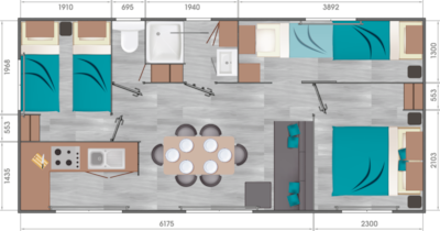 Mobile home 35m² Comfort (3 bedrooms) - Terrace