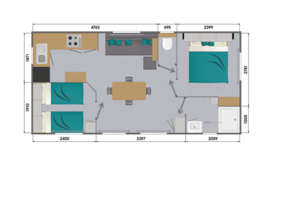 Mobile home 30m² Comfort (2 bedrooms) - Terrace