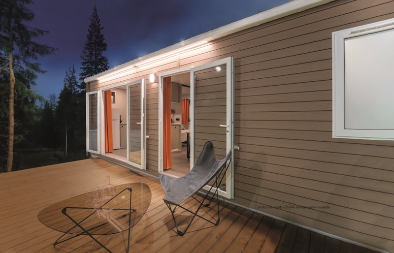 Mobil-home Premium 29m² - 2 chambres + terrasse semi-couverte + TV + LV + clim + draps inclus