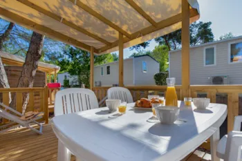 Huuraccommodatie(s) - Stacaravan Romarin  20M² Luchtverfrissend/ 1 Slaapkamer - Terras 11M2 - Camping Paradis La Pinède