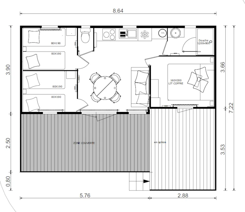 Cottage Premium - 6 Pers. 3 Chambres - Climatisation + Lave Vaiselle