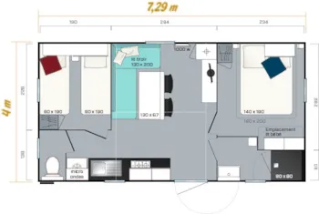 Mietunterkunft - Mobile-Home Mercure 27M² - Camping Notre Dame
