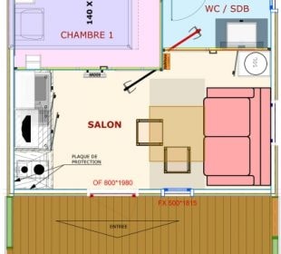 Chalet Confort 16M² - 1 Chambre + Terrasse Couverte + Tv + Clim