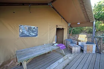 Mietunterkunft - Zelt Safari 35M² - 2 Zimmer - Camping naturiste Verdon Provence