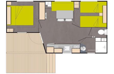Mobil-Home Lodgia Confort 24m² (2 chambres) + terrasse couverte 9m²