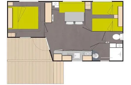 Mobil-Home Lodgia Confort 24M² (2 Chambres) + Terrasse Couverte 9M²