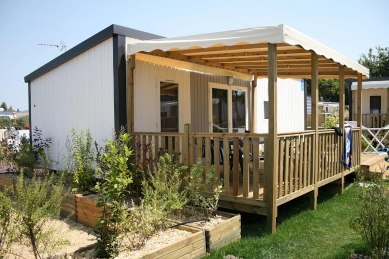 Mobilheim Premium 40m² Klimatisiert - 2 Zimmer + überdachte Terrasse