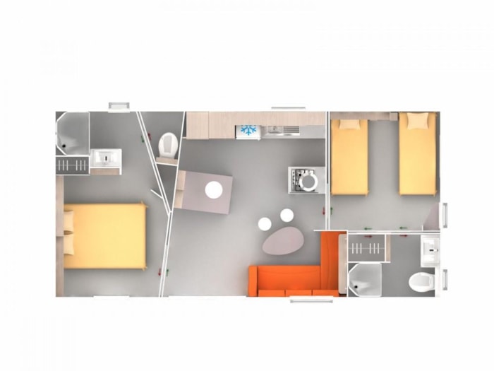 Mobil-Home Premium 40M² (2 Chambres) + Tv + Lv + Bbq + Clim + 2 Salles De Bains