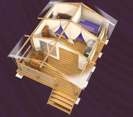 Lodge Sur Pilotis Confort 30M² (2 Chambres) + Terrasse Couverte 10M² (Sans Sanitaires Privés)