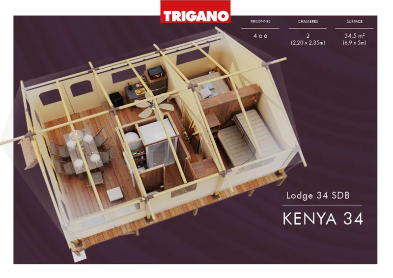 Lodge Sur Pilotis Confort 34M² (2 Chambres) + Terrasse Couverte 10M²