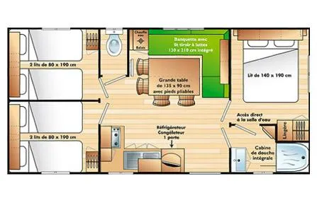 Mobil-Home Family Confort 32M² (3 Chambres) + Terrasse Couverte + Clim