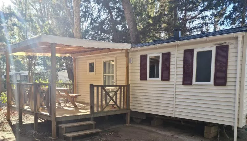 Location - Emeraude - 24M² - 2 Chambres - Tv - Terrasse Couverte - 1 Vehicule Inclus - Camping Le Sainte Marie