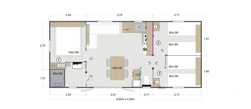 Mobil Home Brunec - 3 Chambres