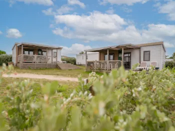 Mietunterkunft - Homeflower Premium 29M² (2 Schlafzimmer) + Klimaanlage + Halbüberdachte Terrasse + Tv + Bettwäsche - Flower Camping Les Paludiers
