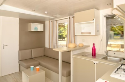 Mobil-Home Confort 35 m² (3 chambres + terrasse semi-couverte + TV + LV + Clim