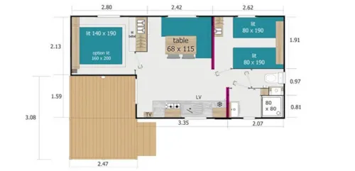 Mietunterkunft - Mobilheim Alizé 4P + Klim + 1 Auto - image n°9 - Camping Aux Rives du Soleil