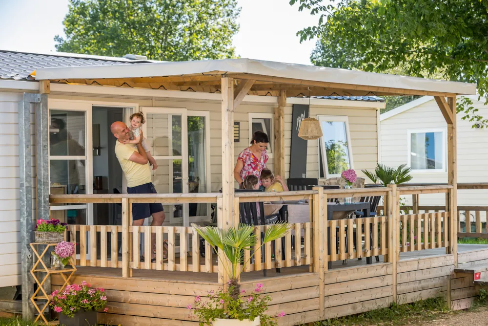 Location - Mobil Home Le Soleil 6P + 1 Voiture + Clim - Camping Aux Rives du Soleil