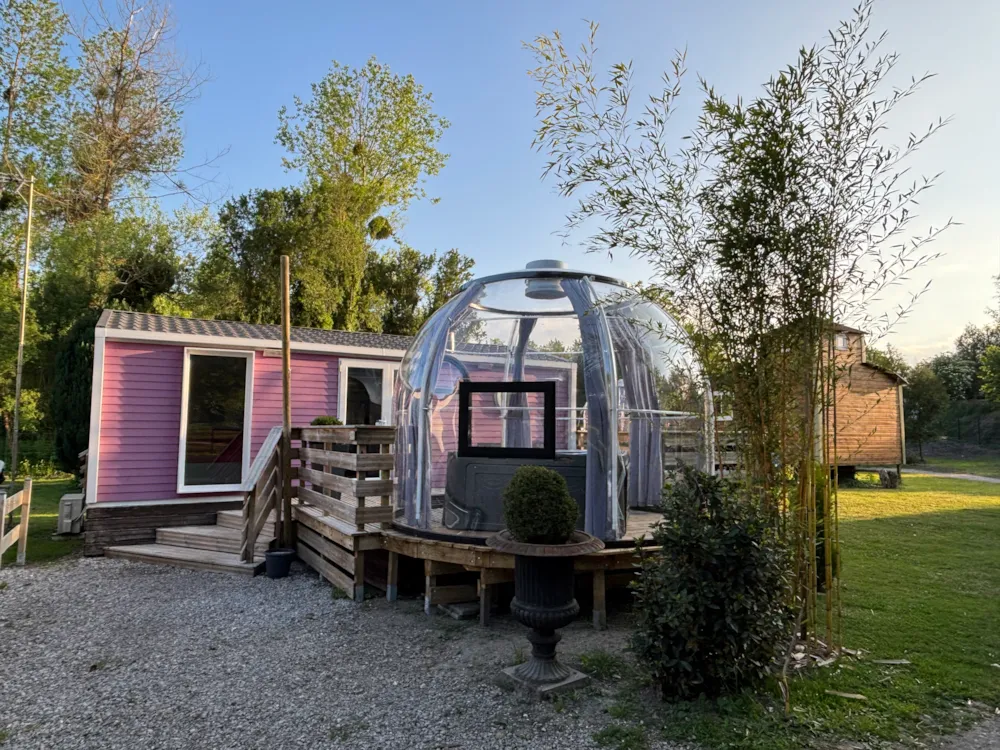 Location - 13-La Folle Entreprise 32M2 (2Ch - 2/6Pers.) + Jaccuzzi + Lits Faits + Serviette + Kit Boissons + Tv - Flower Camping de la Trye