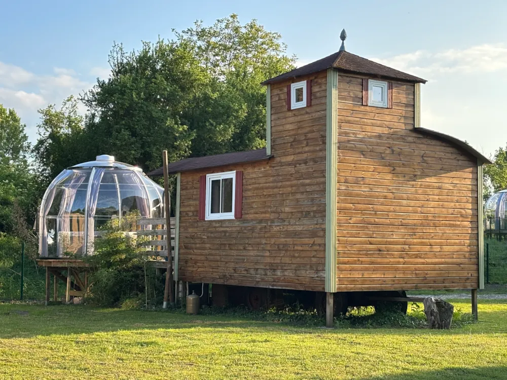 Location - 18-Château Mobile 28M2 (2Ch - 2/6Pers.) + Tv+Clim + Jaccuzzi + Lit Faits + Serviettes + Kit Boissons - Flower Camping de la Trye