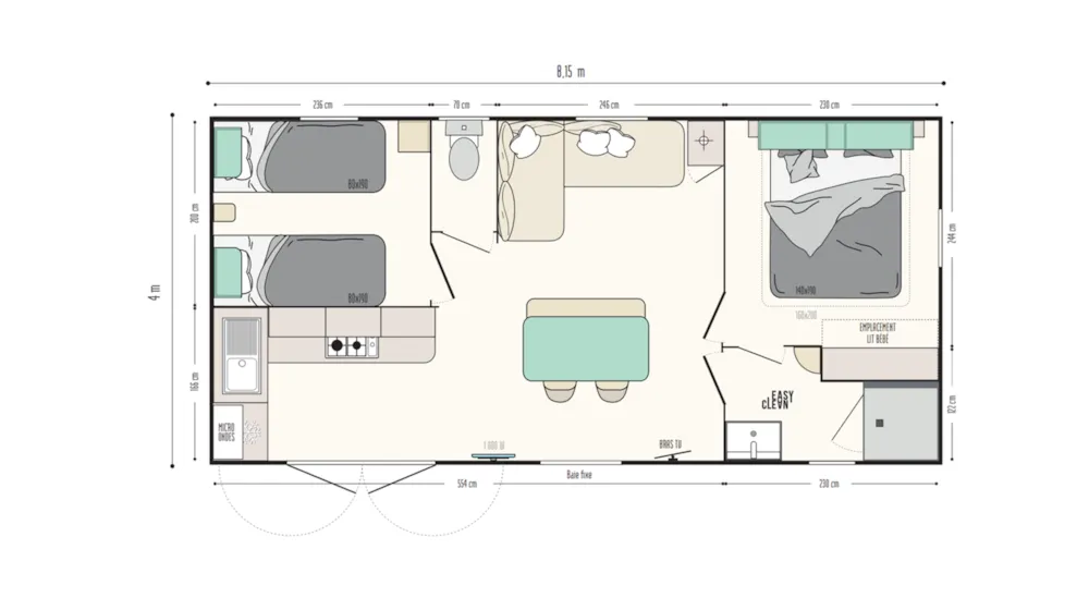 Location - Mobil-Home Seychelle 28.90M2 - 2 Chambres 4 Pers - Camping BARRE Y VA