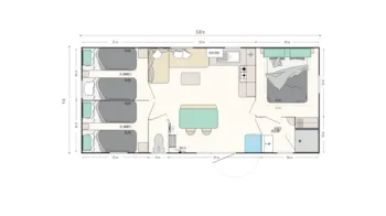 Mietunterkunft - Mobil Home Maldive 30.50M2 - 3 Chambres 6 Pers - Camping BARRE Y VA
