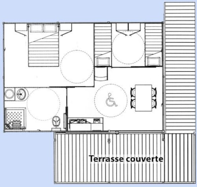 25 CONFORT "Castor" Chalet 35m² 2 bedrooms (adapted to the people with reduced mobility)