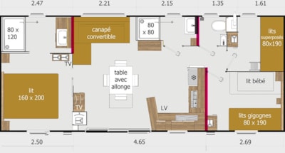 Mobile-home New Valley - 3 bedrooms + terrace + TV + SPA