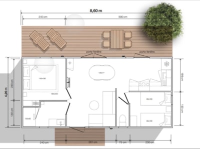Mobile-home Côté Jardin  - 2 bedrooms + terrace + TV + SPA