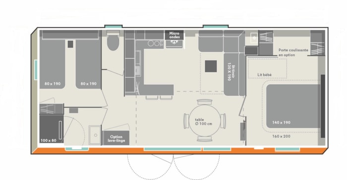 Mobil Home Confort 33M² Avec Tv- 2 Chambres - 1 Salle De Bain